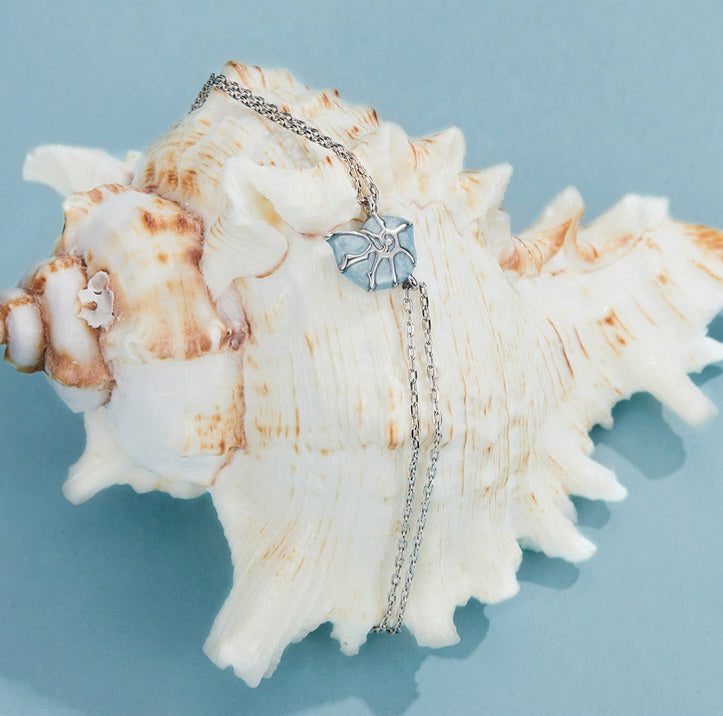 Silver & Blue Seashell Bracelet