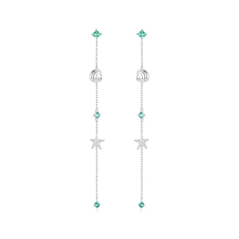 Silver Seashell Drop Earrings