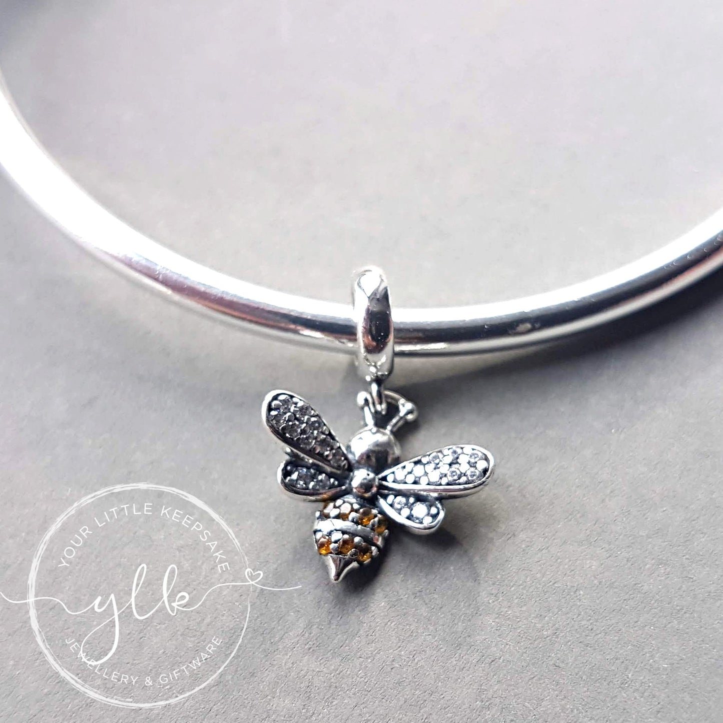 Silver & Amber Bee Bracelet Charm