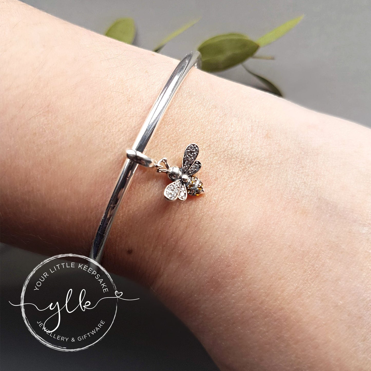 Silver & Amber Bee Bracelet Charm