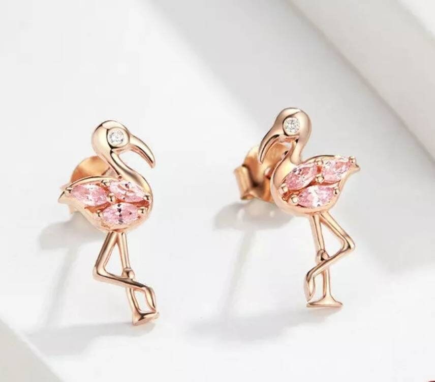 Rose Gold Flamingo Earrings