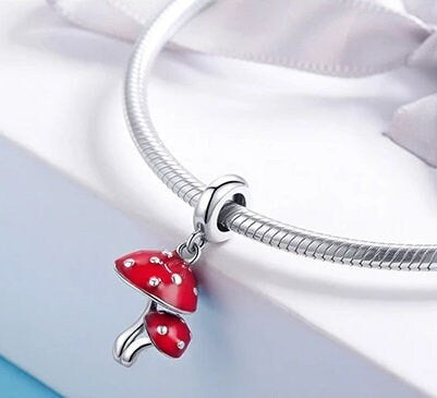 Silver Toadstool Bracelet Charm