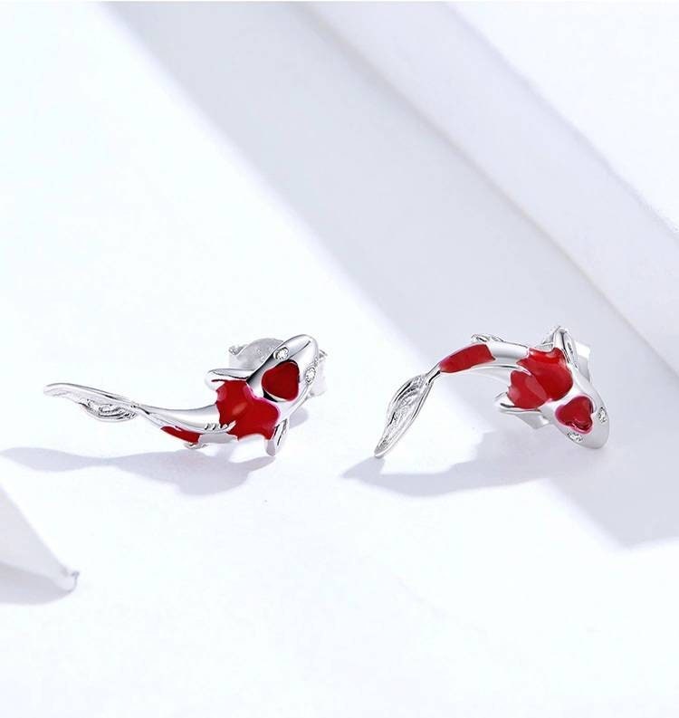 Silver Koi Fish Earrings