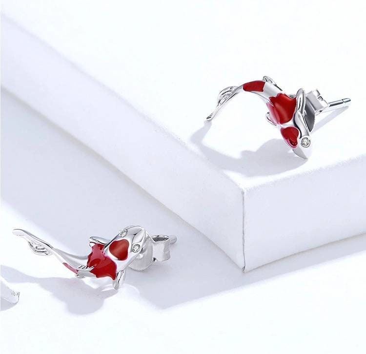 Silver Koi Fish Earrings