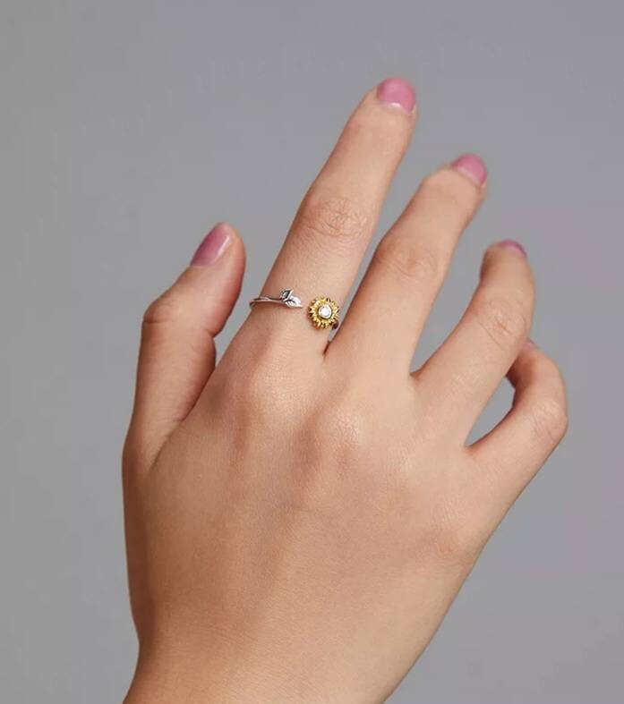 Silver Sunflower Ring
