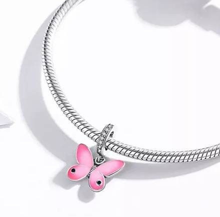 Pink Butterfly Bracelet Charm