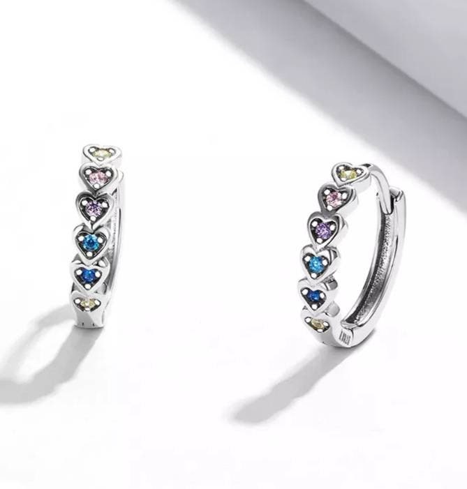 Rainbow Heart Hoop Earrings