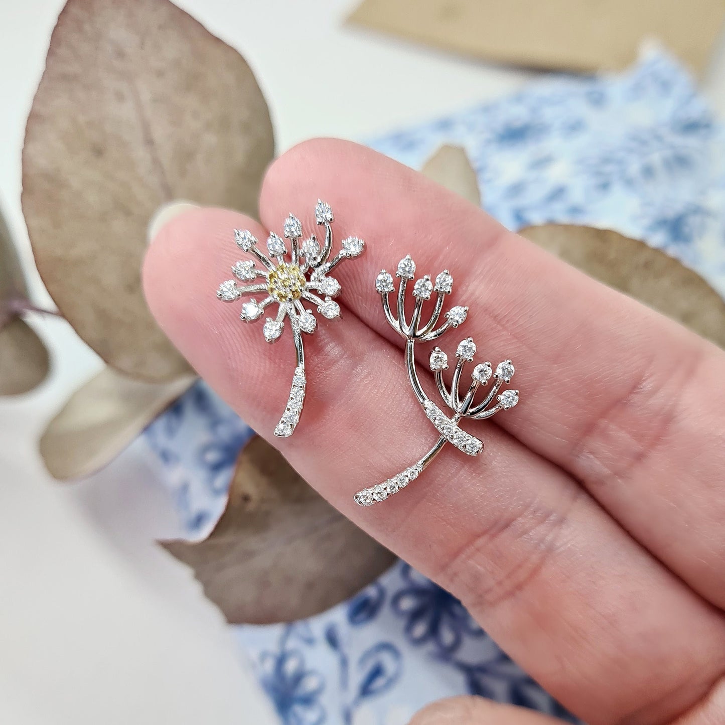 Silver Dandelion Earrings