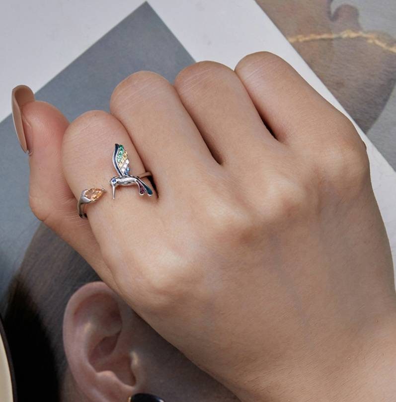 Colourful Hummingbird Ring