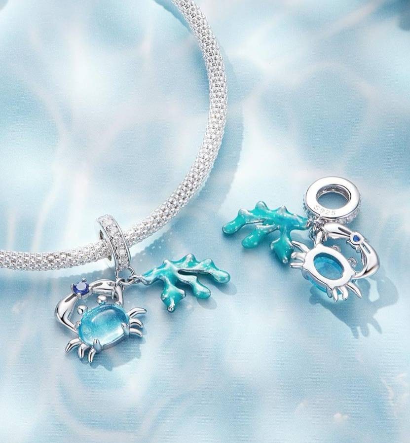Crab & Coral Bracelet Charm