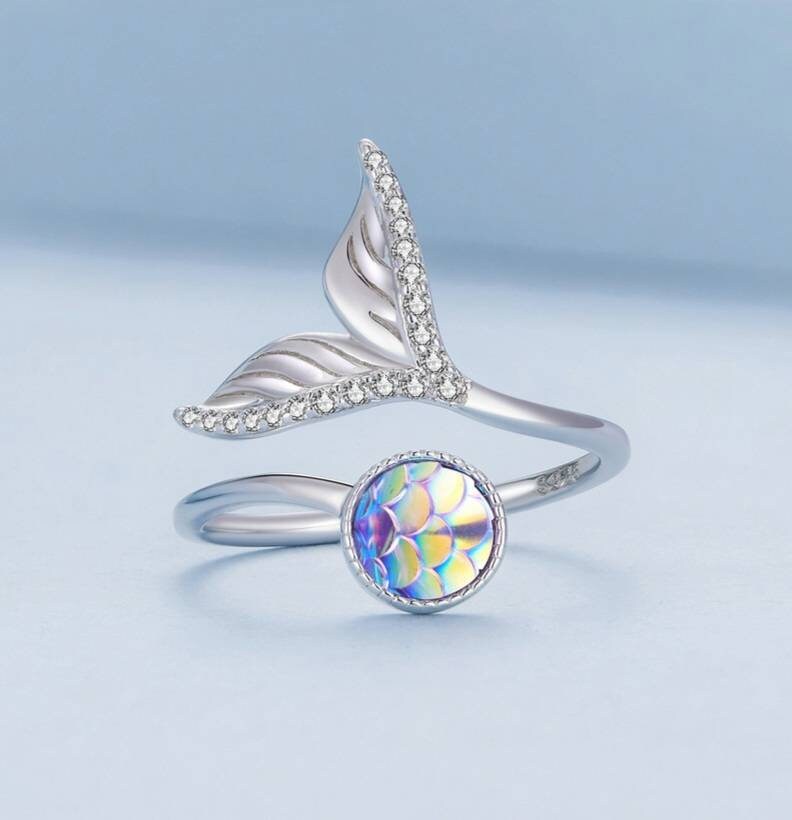 Silver Sparkly Mermaid Tail Ring