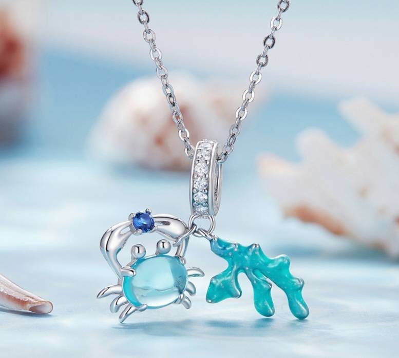 Crab & Coral Bracelet Charm