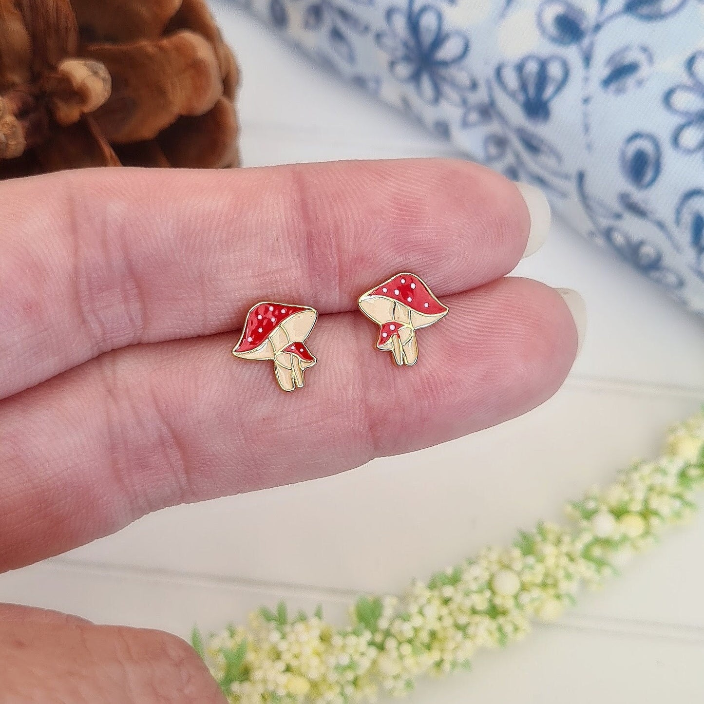 Gold Toadstool Earrings