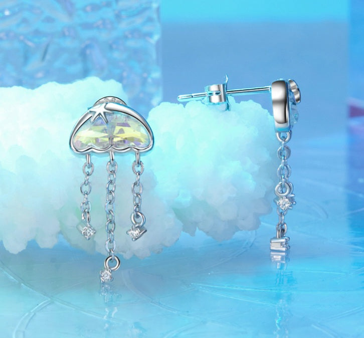 Silver Jellyfish Dangle Earrings