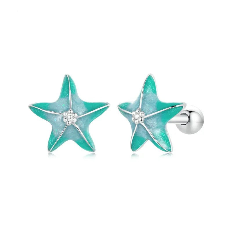 Aqua Green Starfish Earrings