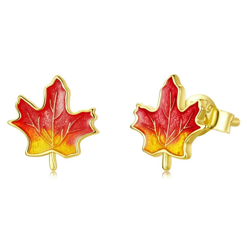 Gold maple leaf earrings