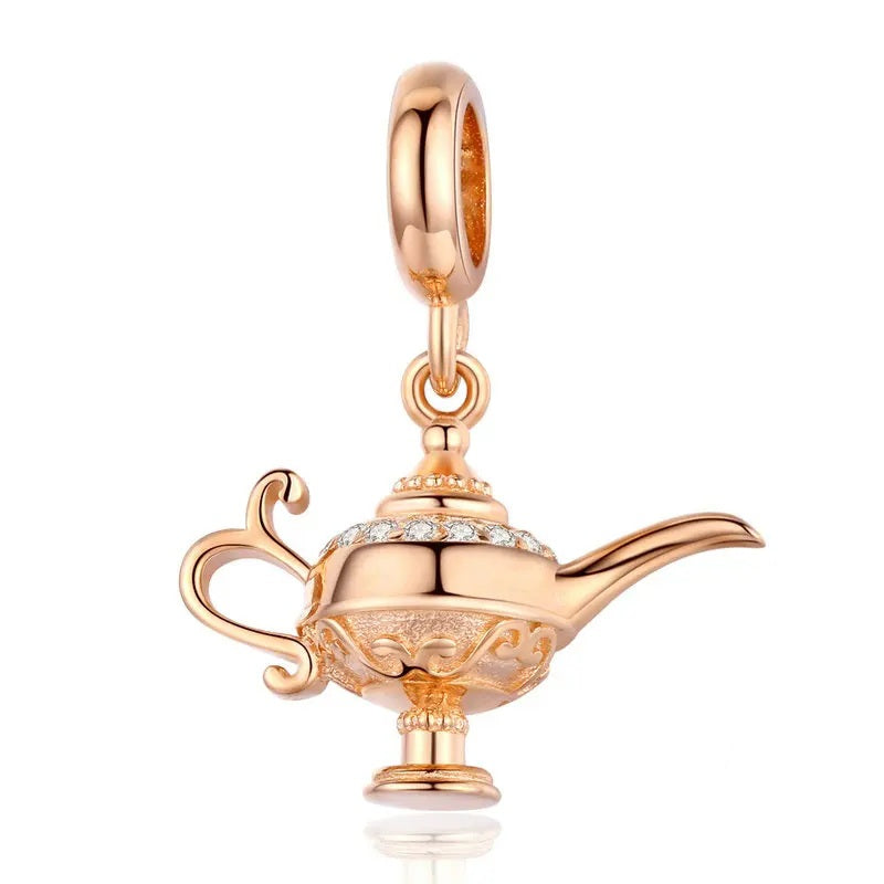 rose gold genie lamp bracelet charm