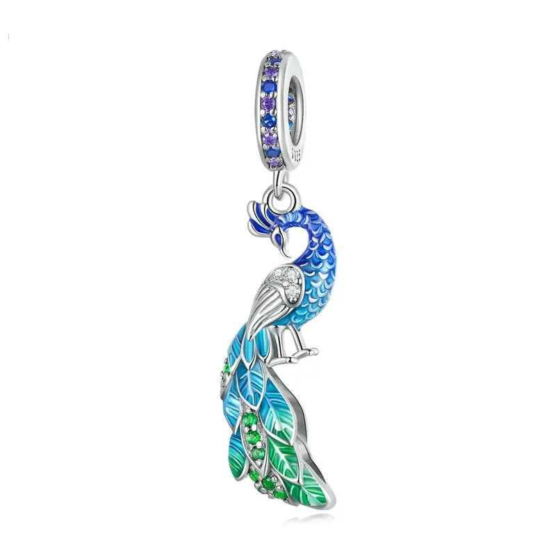 peacock dangle bracelet charm