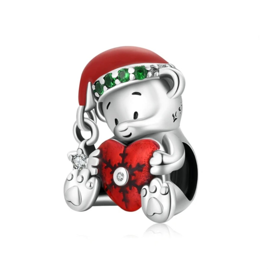 christmas teddy bear bracelet charm