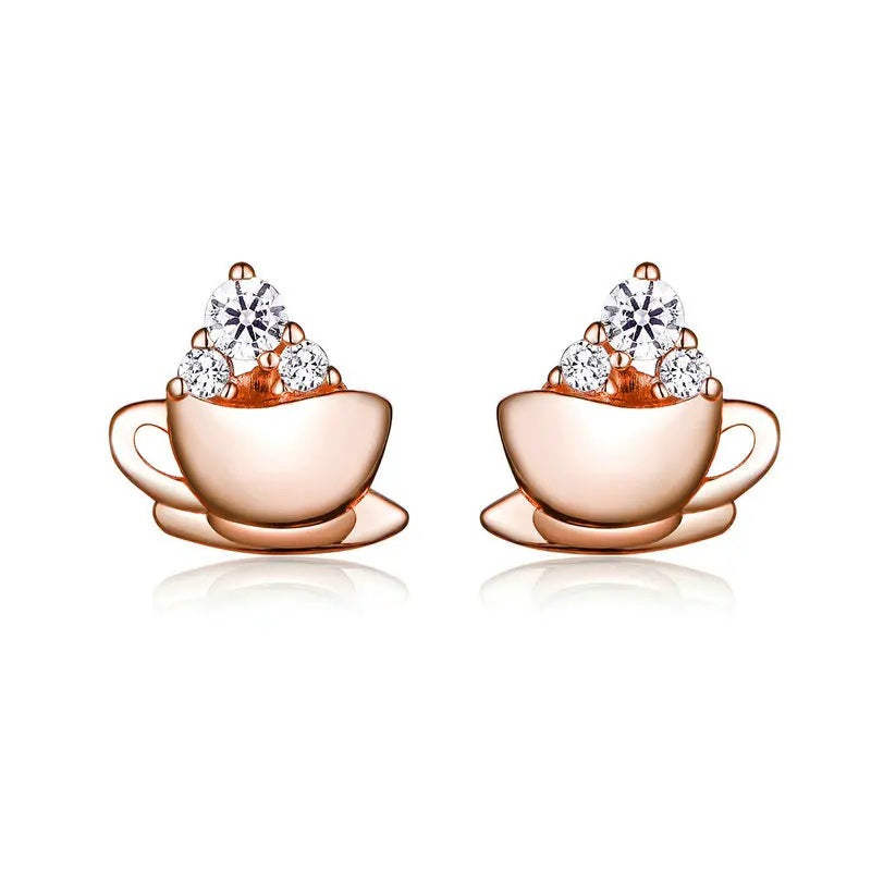 rose gold coffee cup earrings