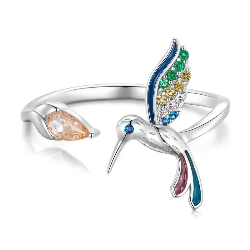 Colourful Hummingbird Ring