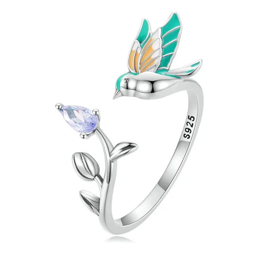 Silver Hummingbird Ring