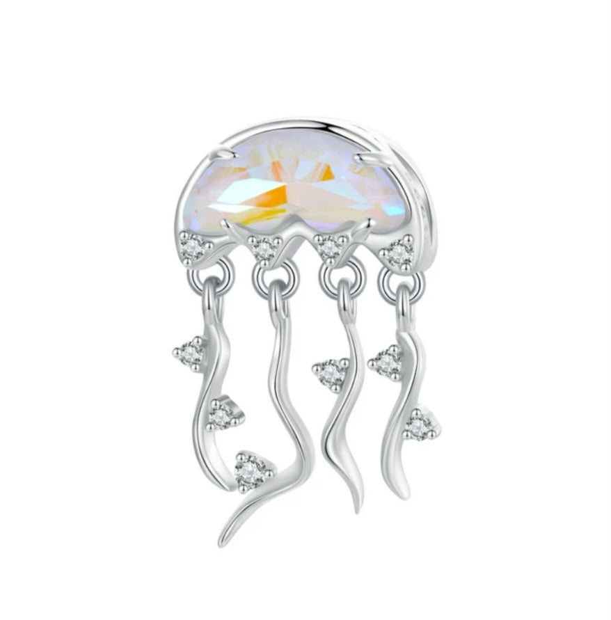 Iridescent jellyfish dangle bracelet charm