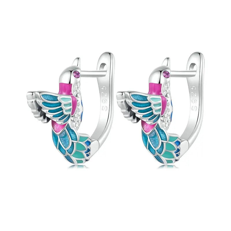 Silver kingfisher huggie hoops