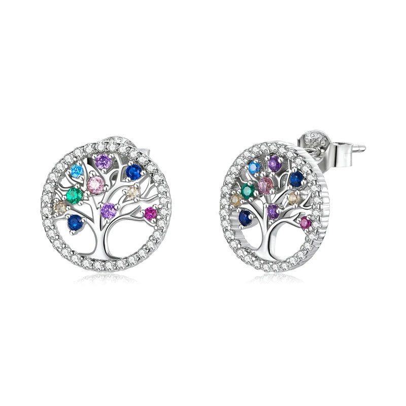 Diamante circular tree earrings