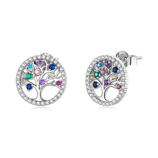 Diamante circular tree earrings