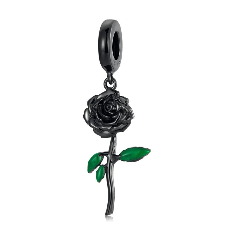 black rose bracelet charm