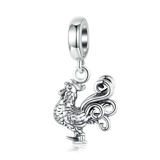 silver cockerel bracelet charm