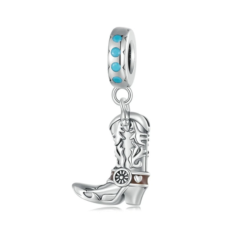 silver cowboy boot bracelet charm