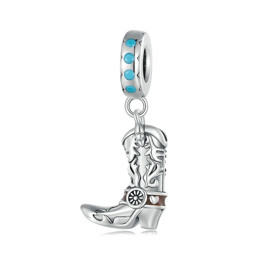 silver cowboy boot bracelet charm