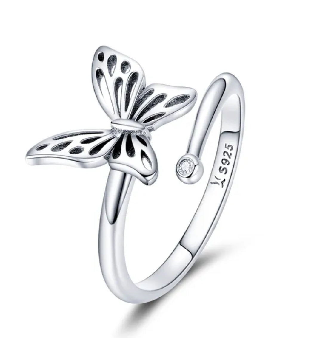 Silver Cut Out Butterfly Ring