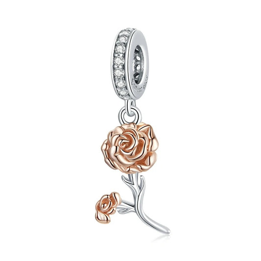 Double rose bracelet charm