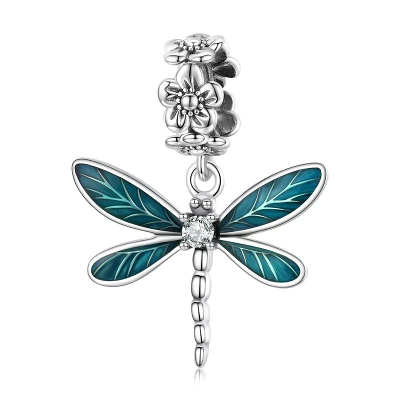 silver dragonfly bracelet charm