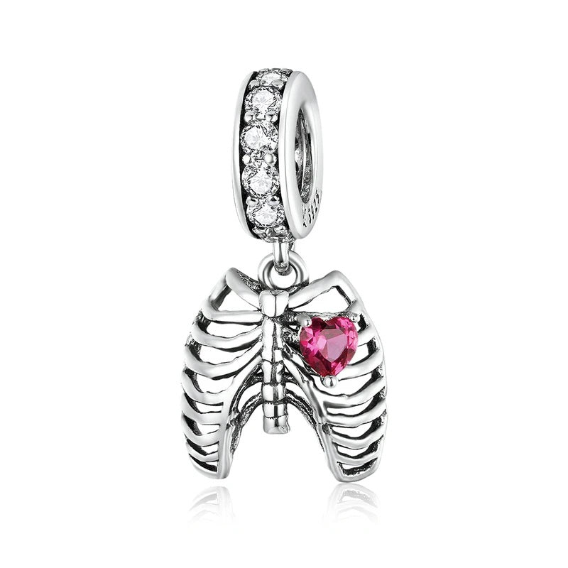 silver ribcage bracelet charm