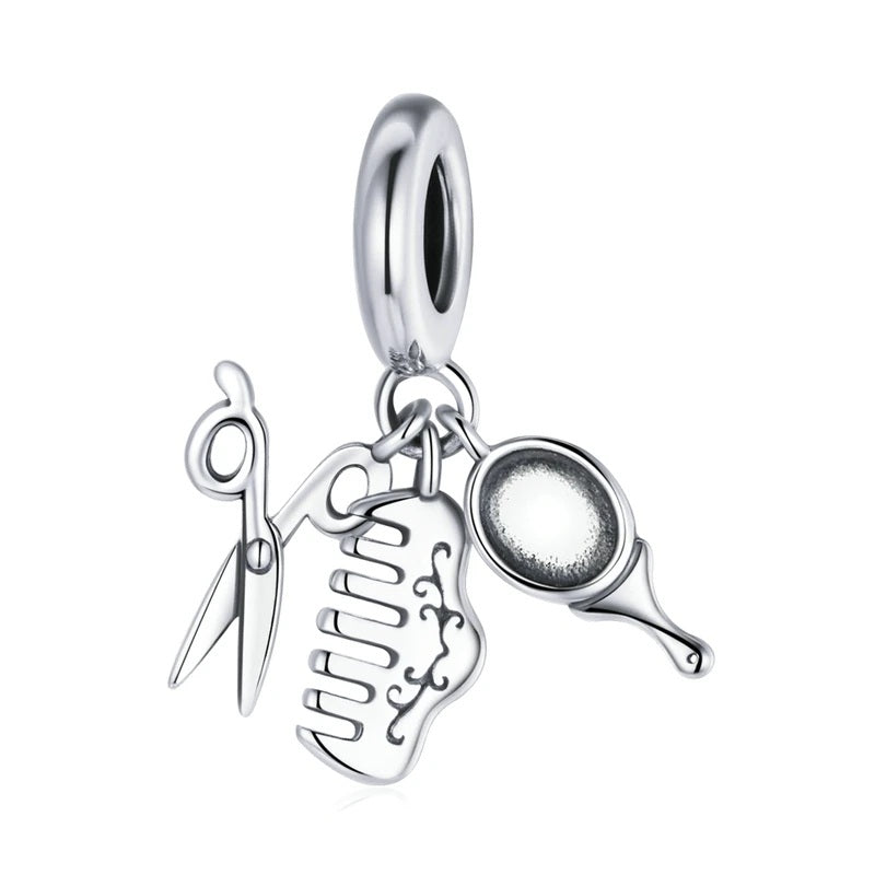 silver hairdresser bracelet charm