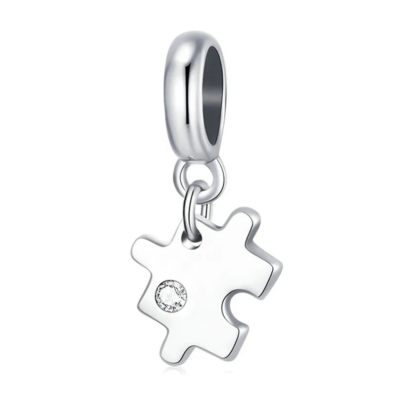 silver jigsaw puzzle bracelet charm