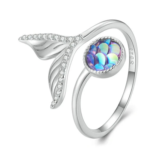 Silver Sparkly Mermaid Tail Ring