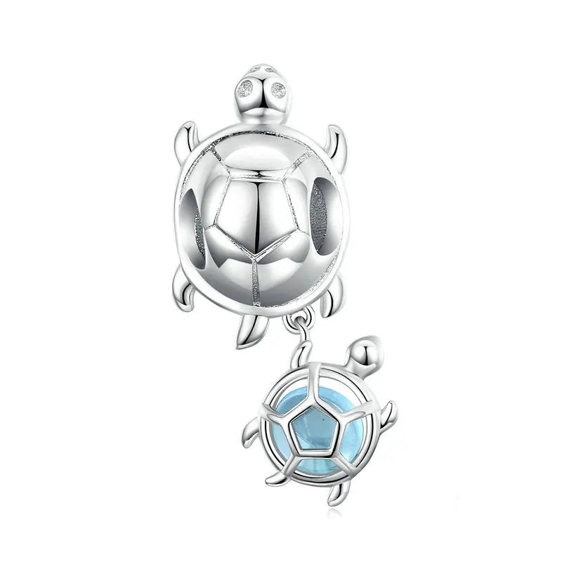 mummy and baby turtle bracelet charm