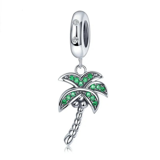 silvre palm tree bracelet charm