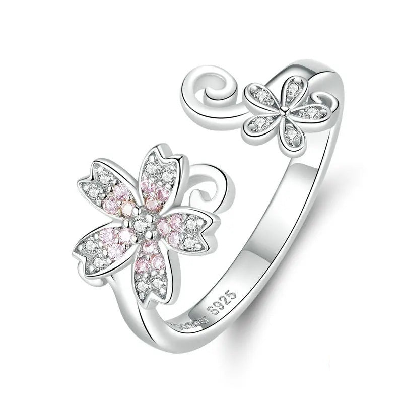 Silver Sakura Cherry Blossom Ring