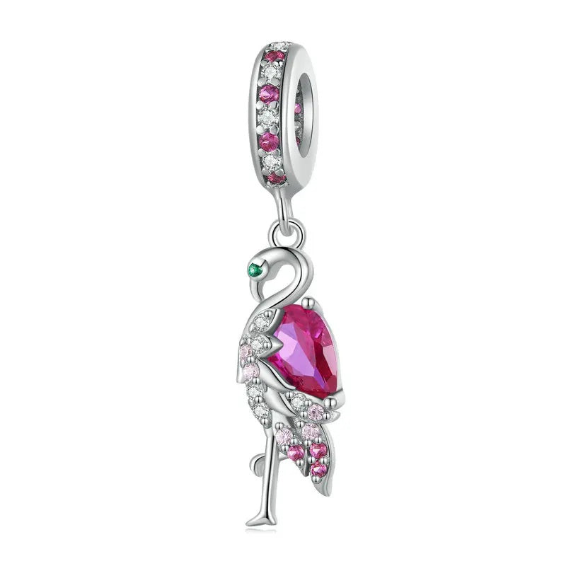 Pink flamingo bracelet charm