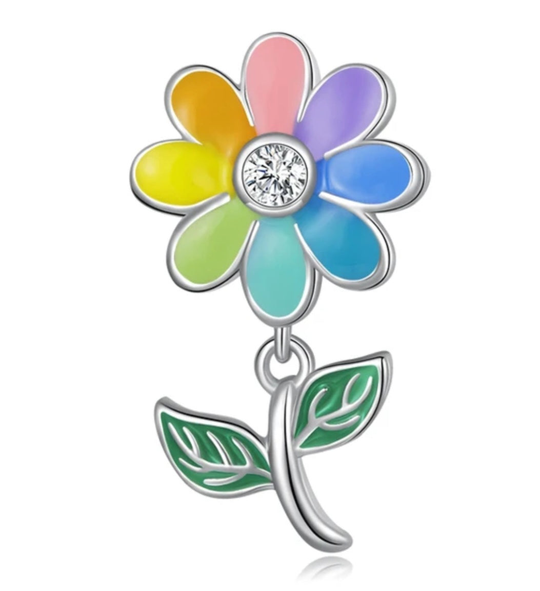 rainbow daisy bracelet charm