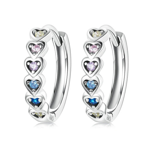 Rainbow Heart Hoop Earrings