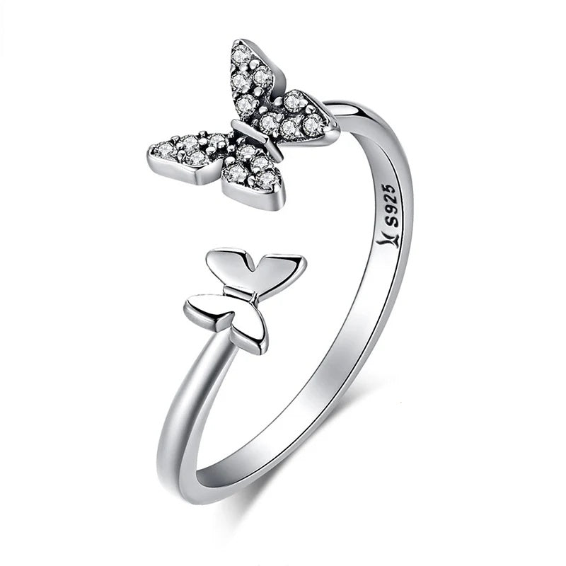 Silver Double Butterfly Ring