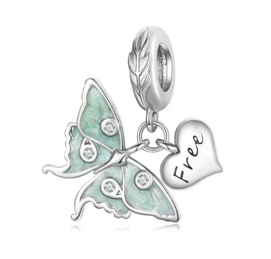 Green butterfly bracelet charm