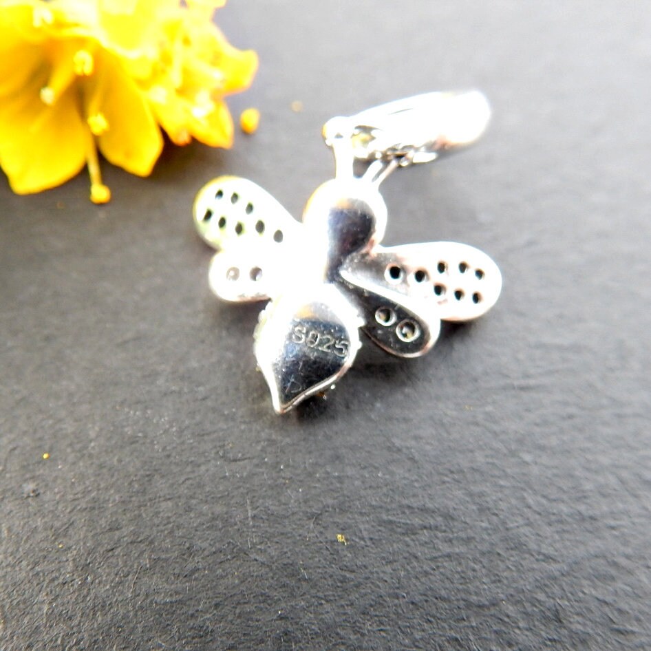 Silver & Amber Bee Bracelet Charm